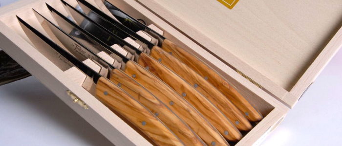 Claude Dozorme Thiers 6-teilig. Steakmesser Set, Olivenholz