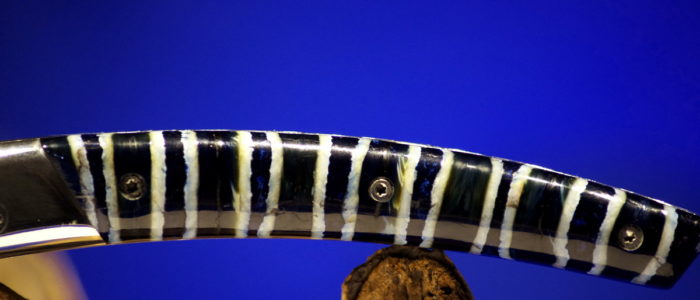 Taschenmesser Thiers Claude Dozorme, Damast, Mammutbackenzahn blue perl