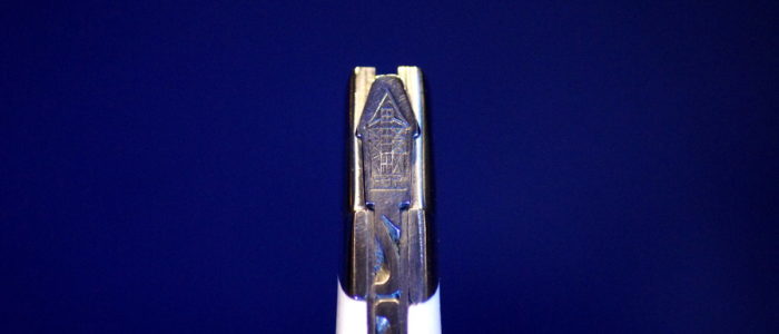 Taschenmesser Thiers Goyon-Chazeau, Damast, Hirschhorn, 10 cm